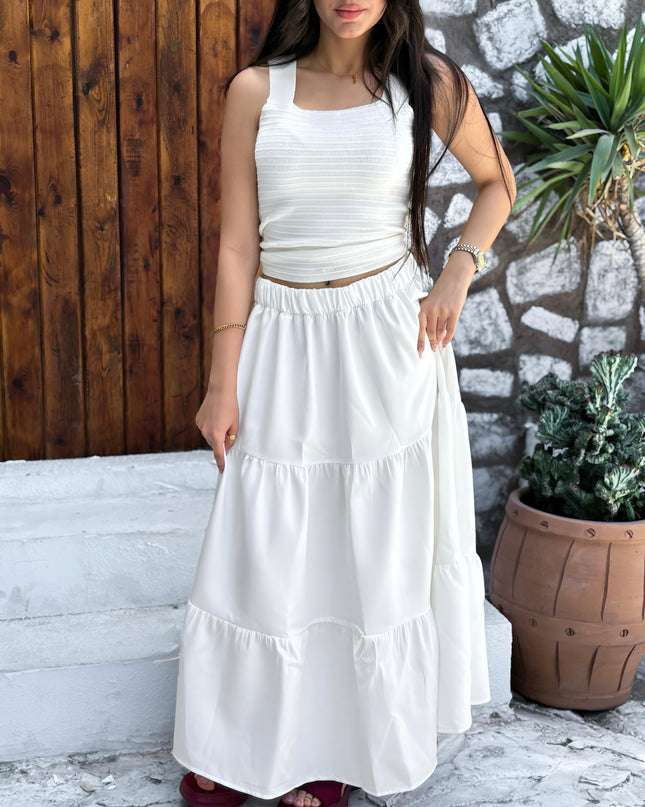 Tiered Maxi Skirt - White