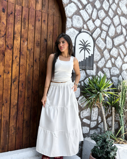 Tiered Maxi Skirt - White