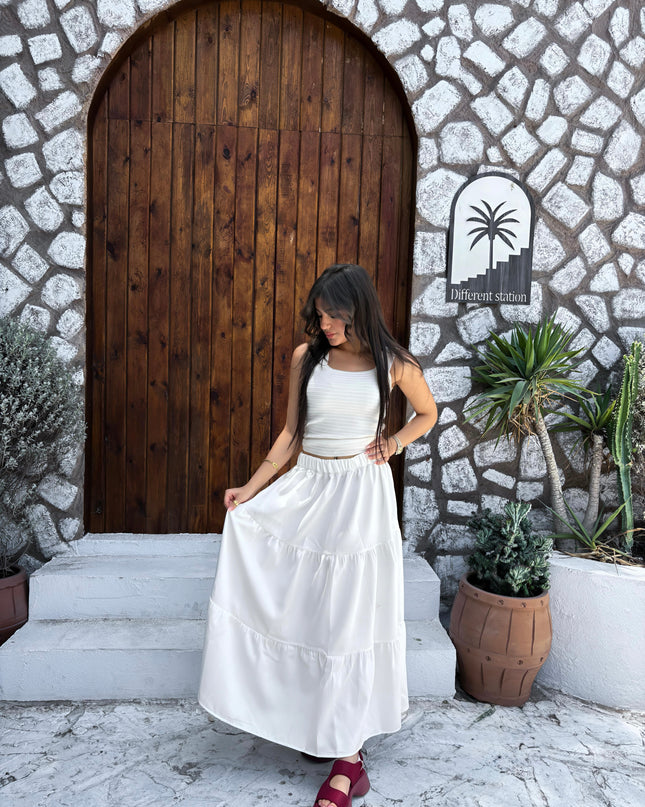 Tiered Maxi Skirt - White