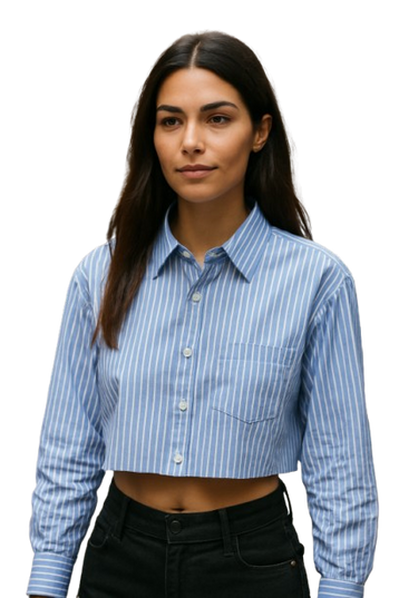 Striped Crop Shirt/Blue