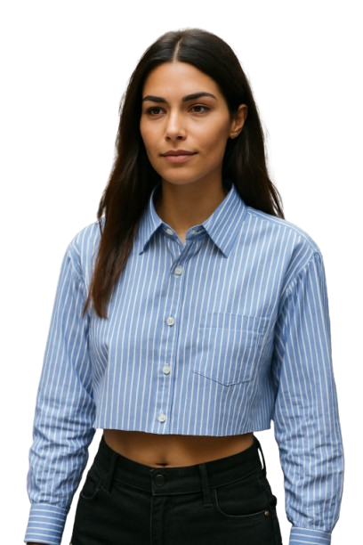 Striped Crop Shirt/Blue
