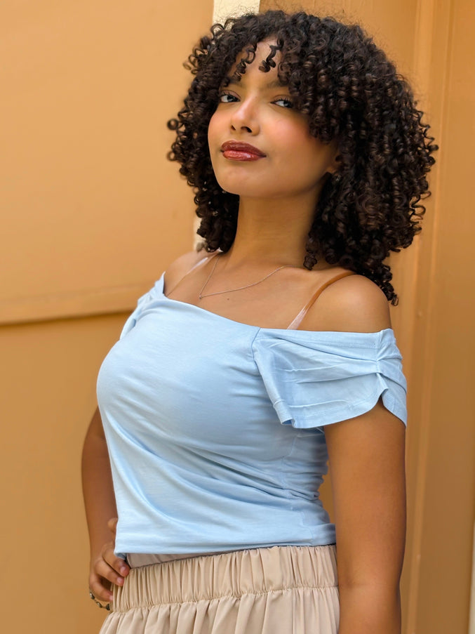 Pure Cotton Strap Top -Baby Blue