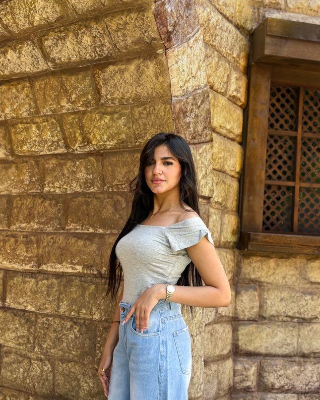 Pure Cotton Strap Top -Light Gray