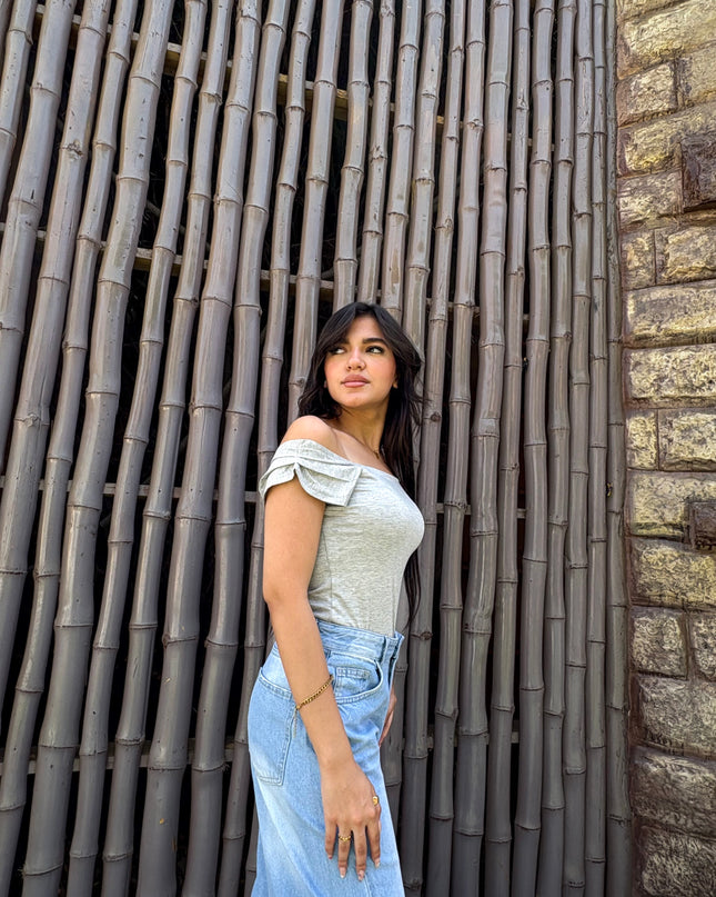 Pure Cotton Strap Top -Light Gray