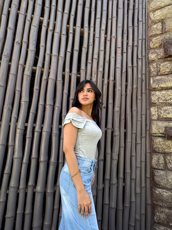 Pure Cotton Strap Top -Light Gray
