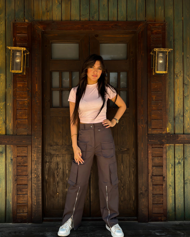 Pink Fitted Crop Top with Short Sleeves - Pink