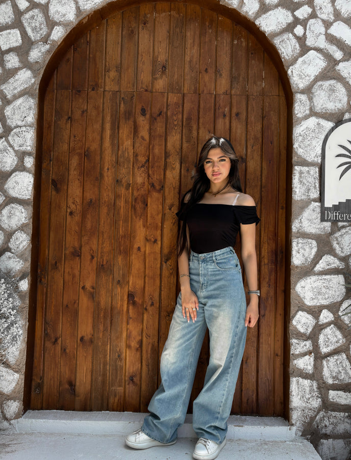 Pure Cotton Strap Top - Black