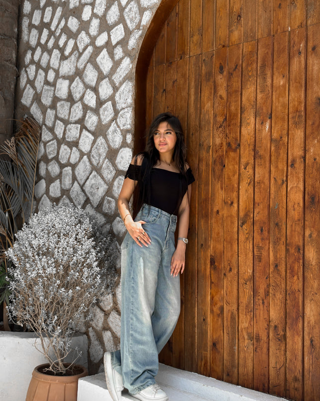 Pure Cotton Strap Top - Black