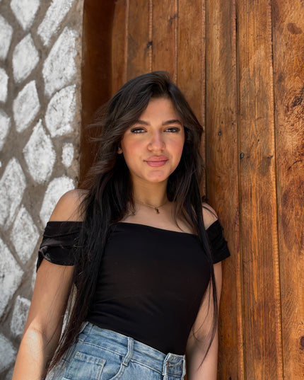 Pure Cotton Strap Top - Black