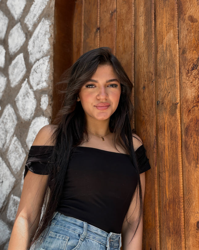 Pure Cotton Strap Top - Black