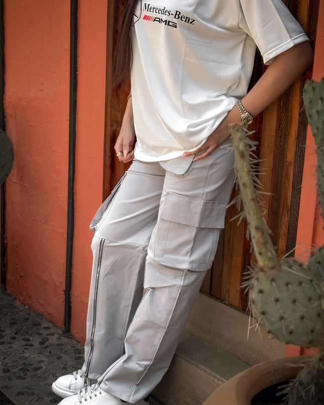 Light Grey Multi-Pocket Pants
