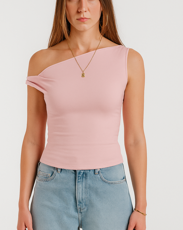 One-Shoulder Casual Crop Top