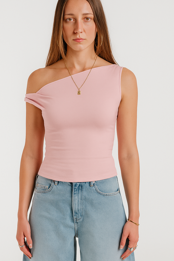 One-Shoulder Casual Crop Top