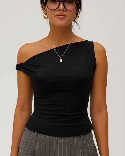 One-Shoulder Casual Crop Top