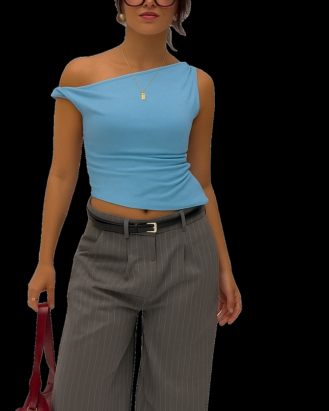 One-Shoulder Casual Crop Top