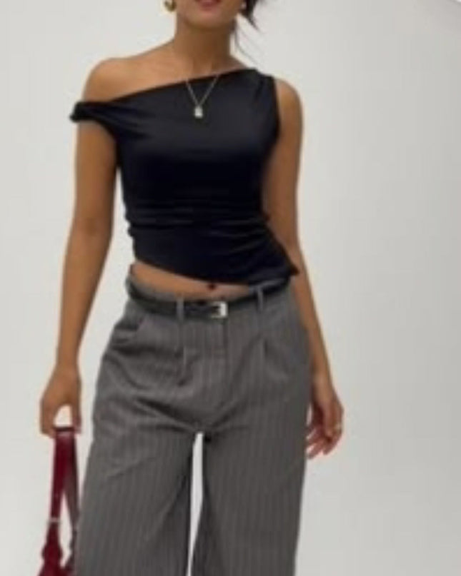 One-Shoulder Casual Crop Top