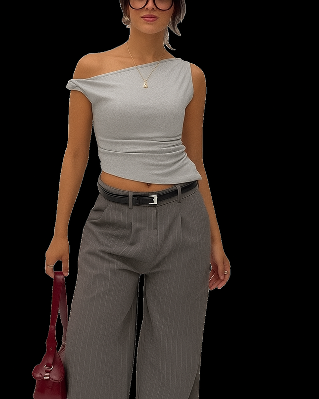 One-Shoulder Casual Crop Top
