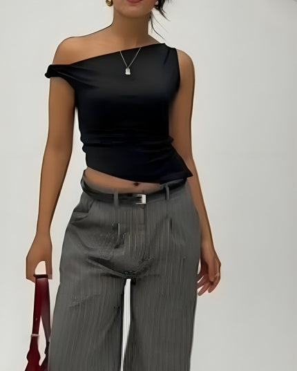 One-Shoulder Casual Crop Top