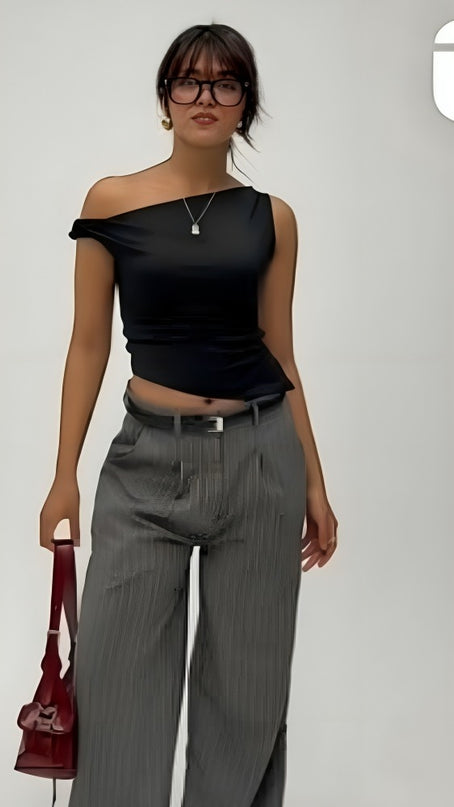 One-Shoulder Casual Crop Top