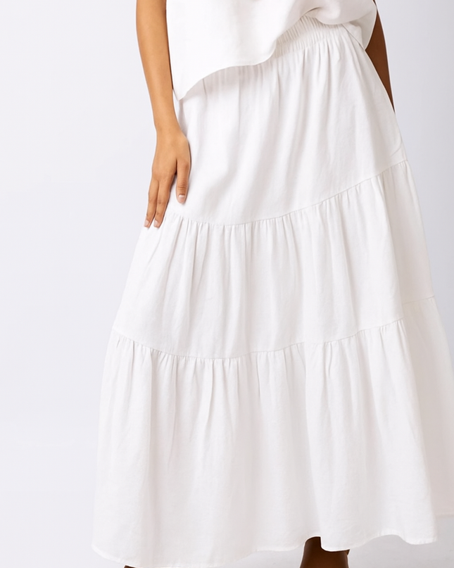 Tiered Maxi Skirt - White